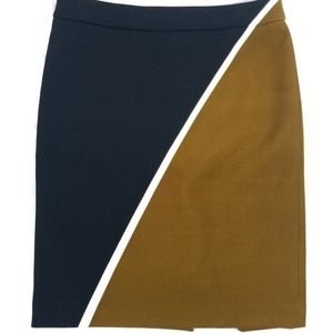 Ann Taylor Navy and Cognac Pencil Skirt 6P